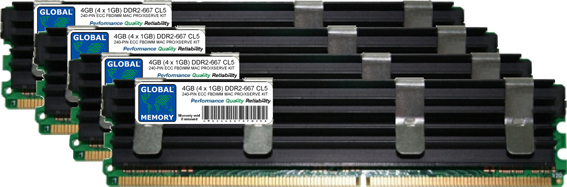 4GB (4 x 1GB) DDR2 667MHz PC2-5300 240-PIN ECC FULLY BUFFERED DIMM (FBDIMM) MEMORY RAM KIT FOR MAC PRO (ORIGINAL/ MID 2006)